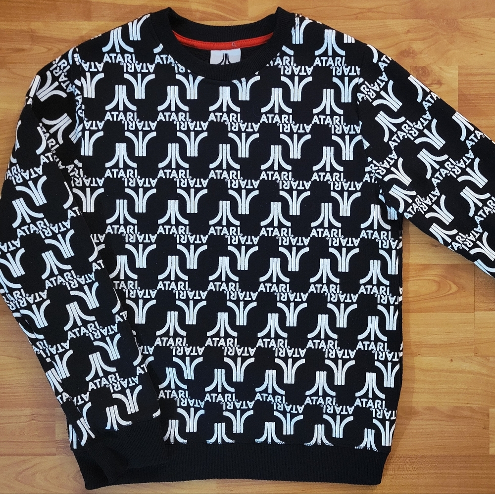 Atari Logo All Over Print Crewneck Youth XL/Mens XS-S Retro Gaming Streetwear